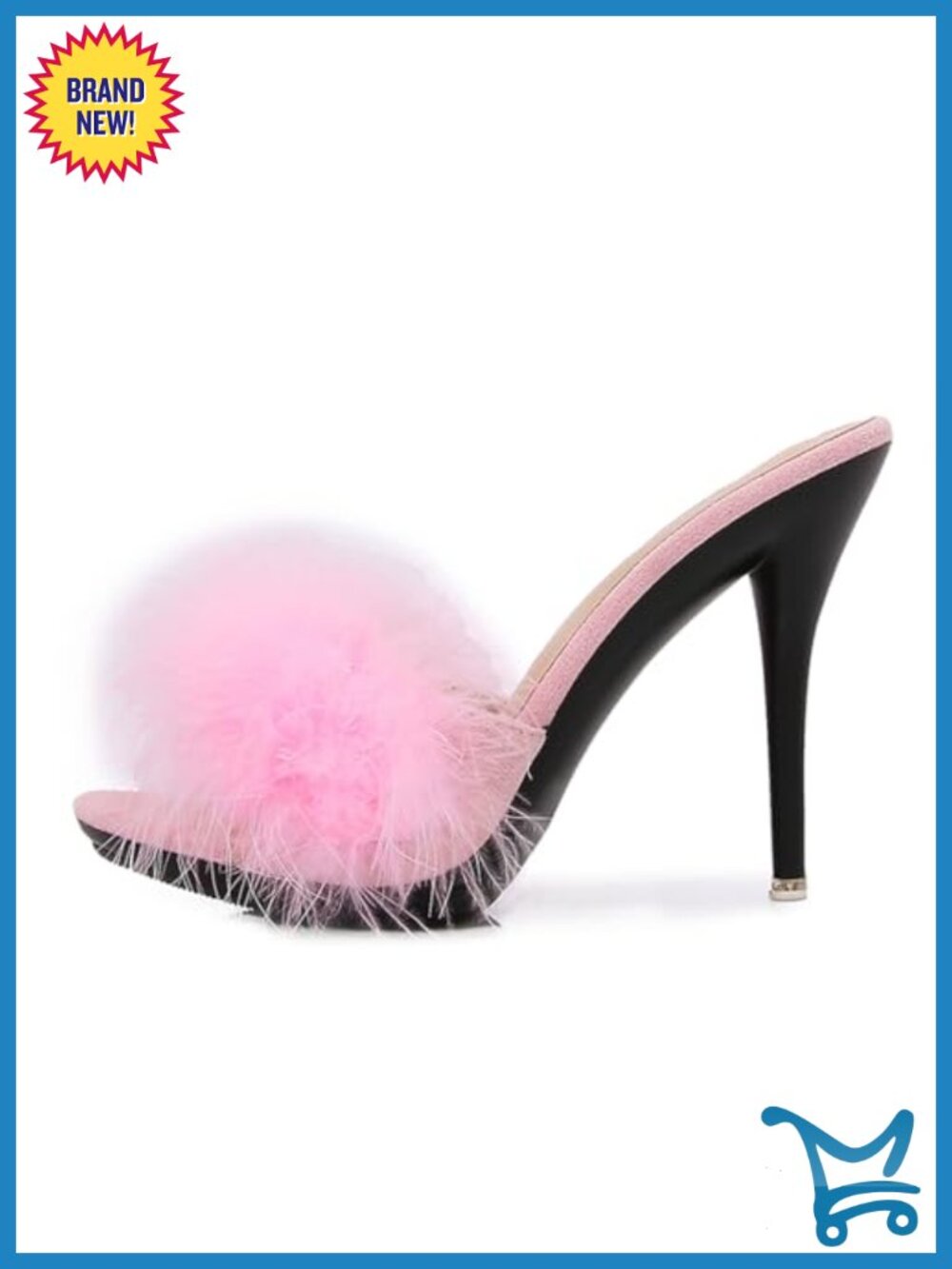Feather Stiletto Prom Sandals Round Toe Super High Heel Slip On Party Mules